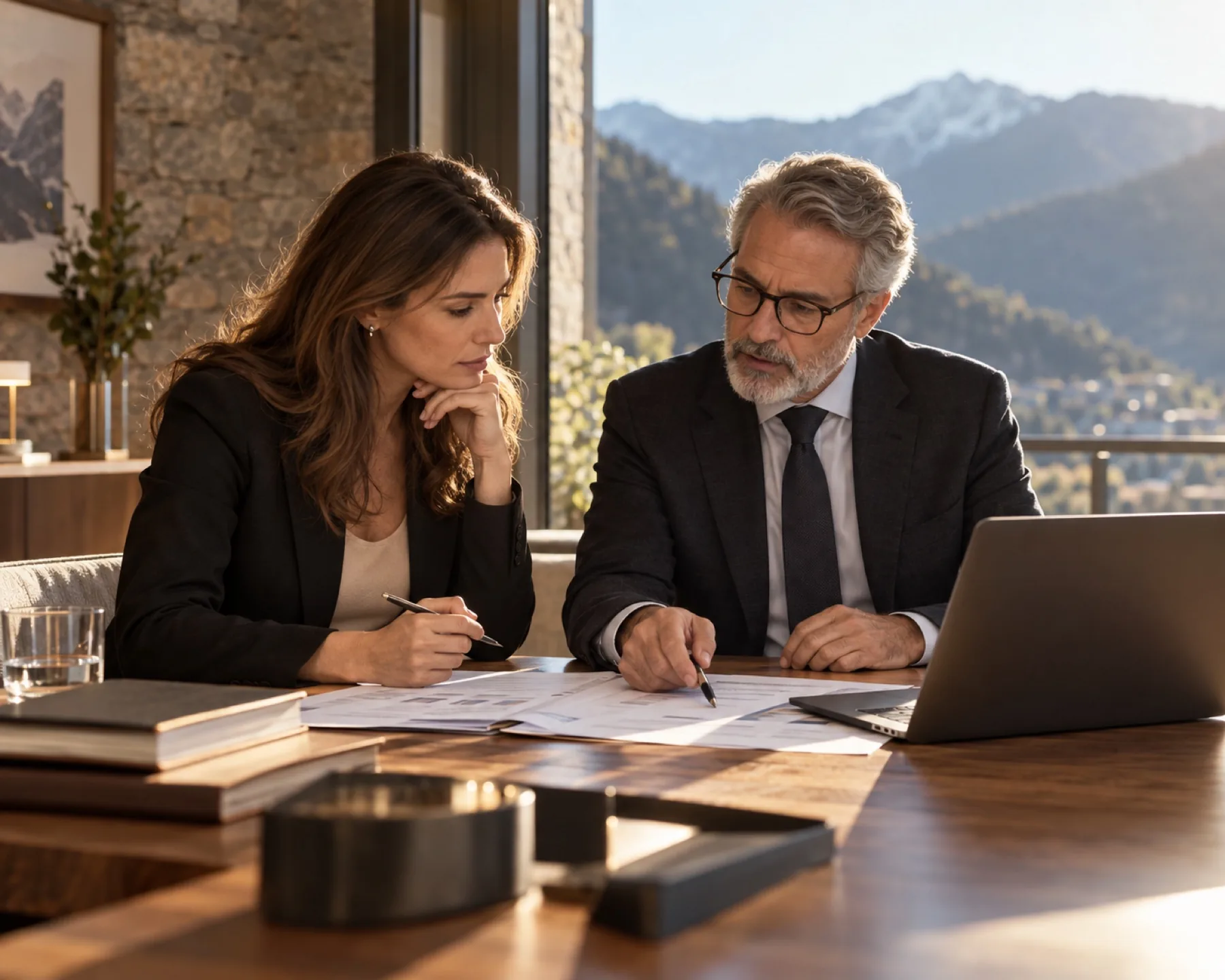 Una emprendedora estudia su proyecto fiscal con un asesor en Andorra