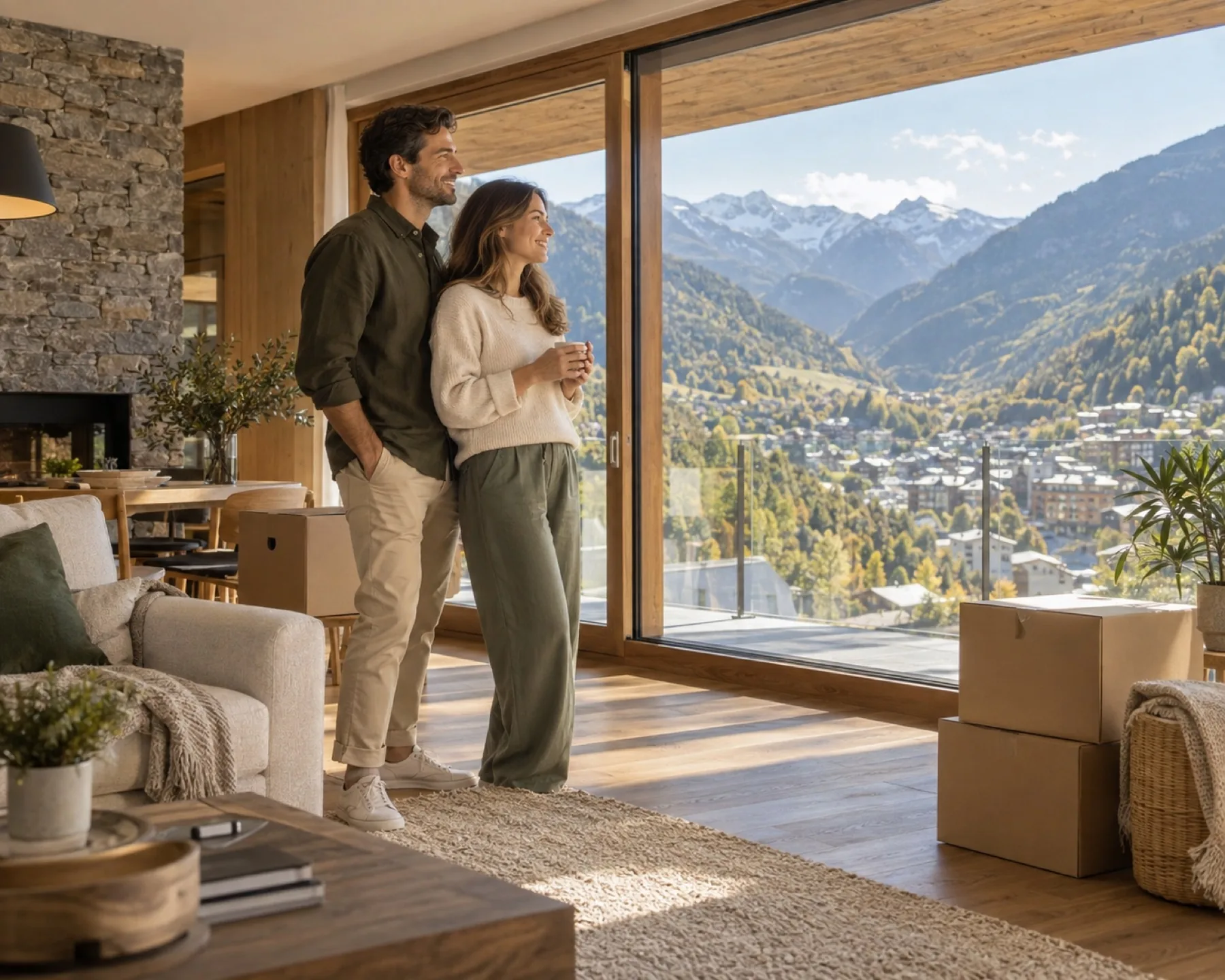 Una pareja se prepara para instalarse en un cálido apartamento en Andorra